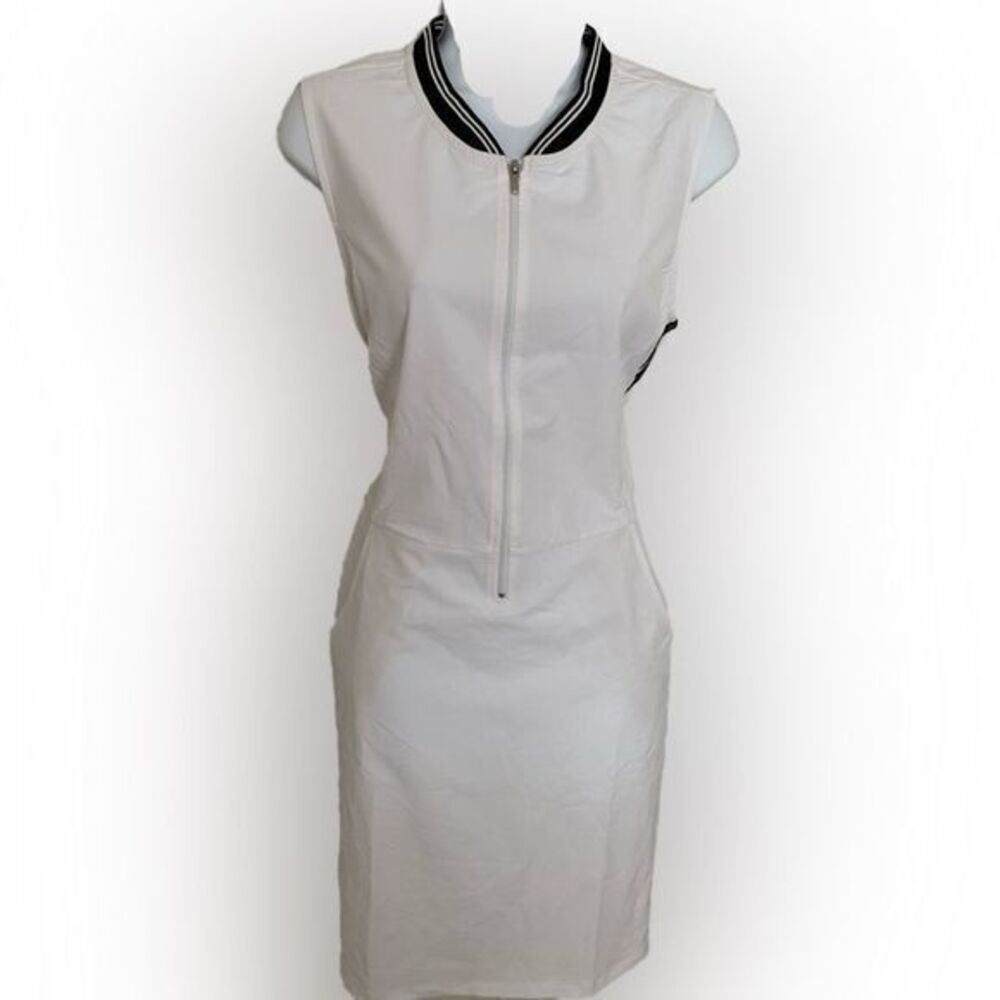 Nivo Athletic Dress - L white /black stripe detail , nylon spandex